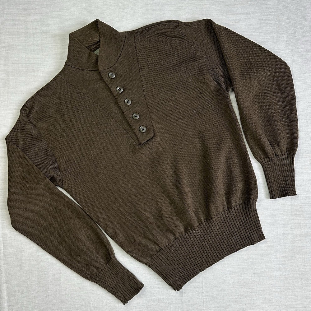 Vtg 1991 US Army Military 5 Button Pullover Sweater Men L 42/44 Wool MOS Green